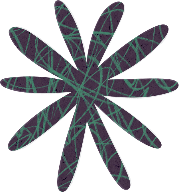 Scribbled Flower Shapes Violet and Green Paper Cut-out